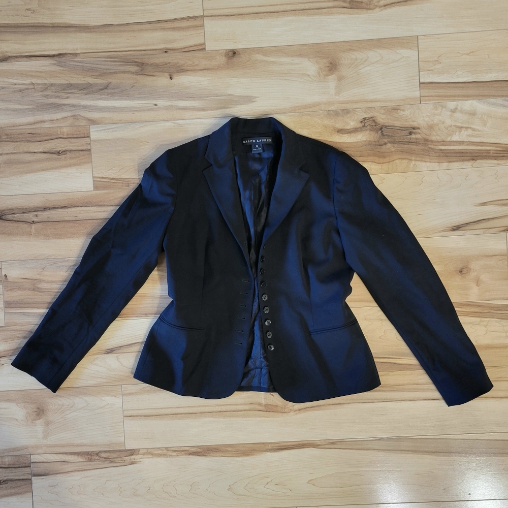 Ralph Lauren Black Label Fitted short Button Blazer size 12 M-L